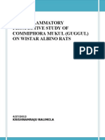 Anti Inflammatory Prospective Study of Commiphora Mukul (Guggul) On Wistar Albino Rats