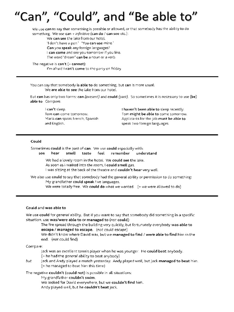 Can Could Be Able To | PDF