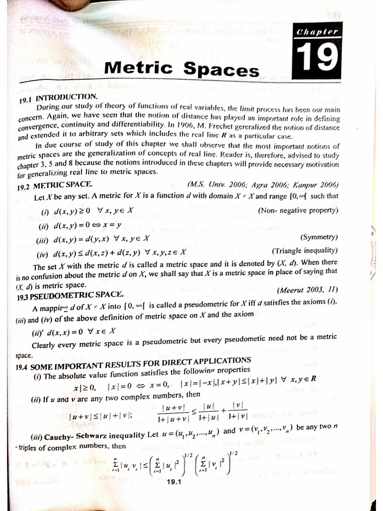 Metric Space (S.chand) | PDF