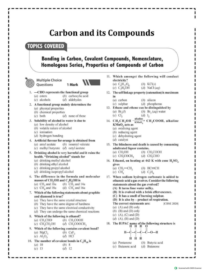 CBSE 10th Science Carbon and Its Compounds | PDF