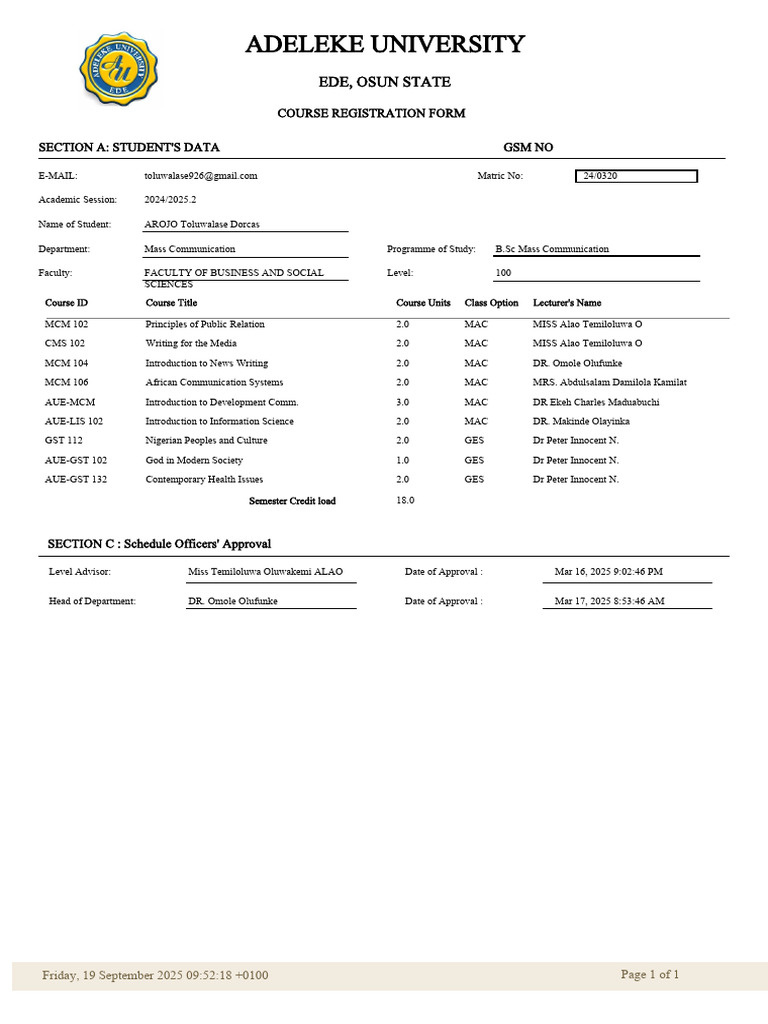 Course Form | PDF