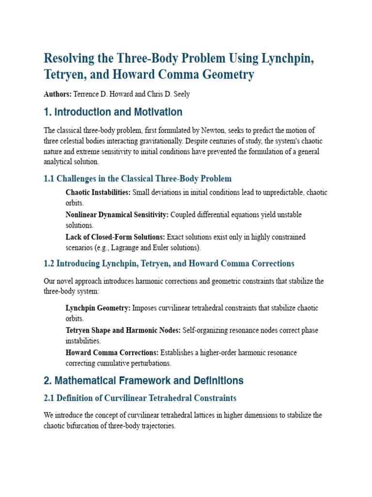 Solving the Three-Body Problem with Geometry | PDF | Chaos Theory ...