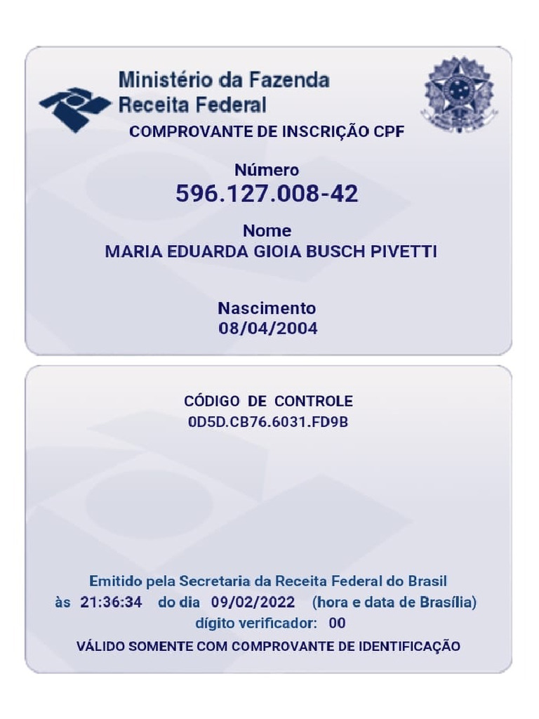 Comprovante de Inscrição CPF | PDF