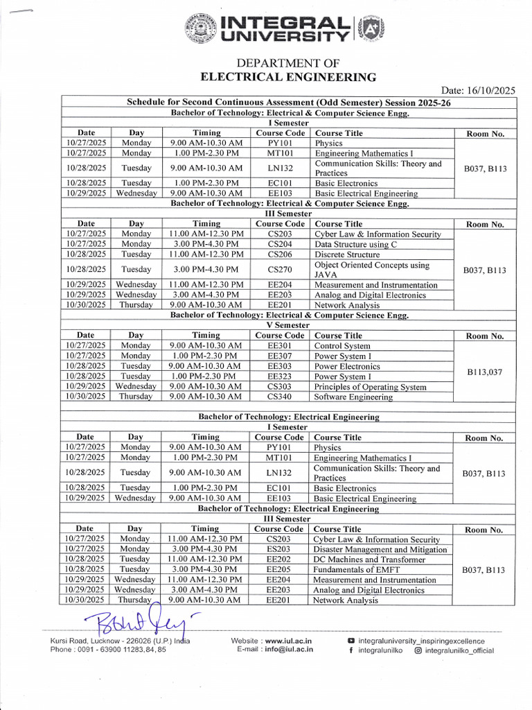 Electrical Engineering Assessment Schedule | PDF | Electrical ...