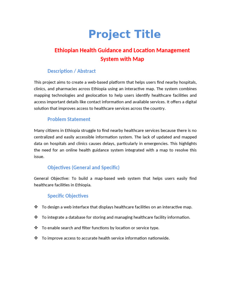 Ethiopian Health Location Management System | PDF | Web Application ...