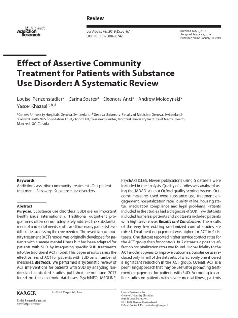 Effect of Assertive Community Treatment For Patients With Substance Use ...