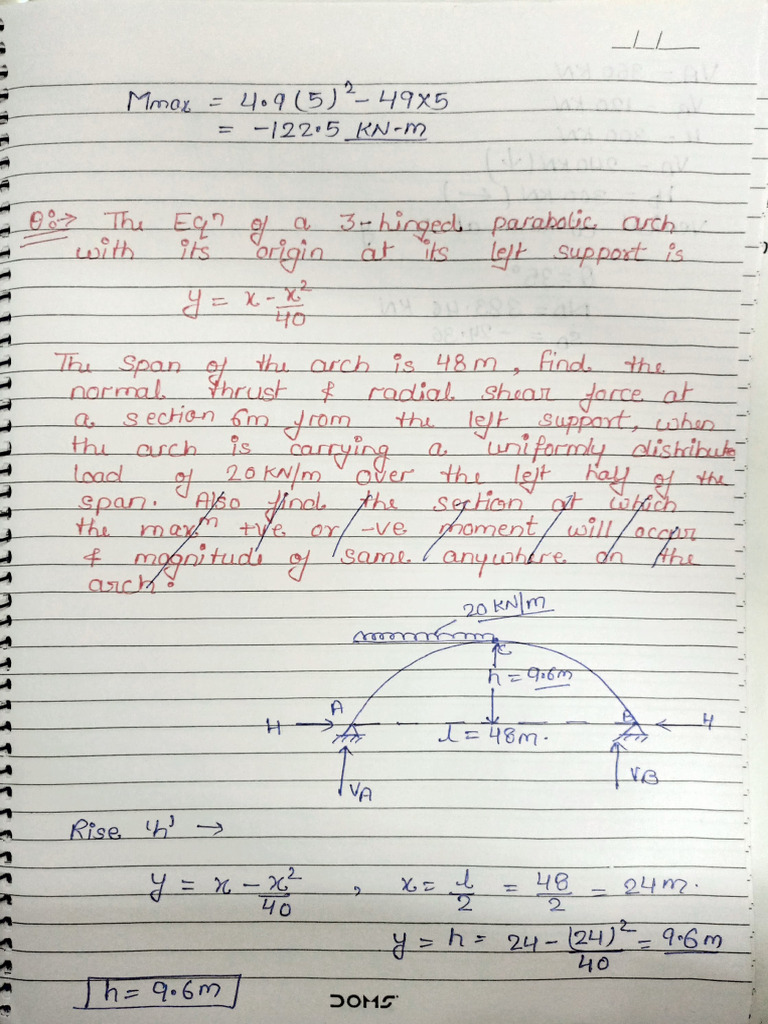 Parabolic Arch Load Analysis | PDF