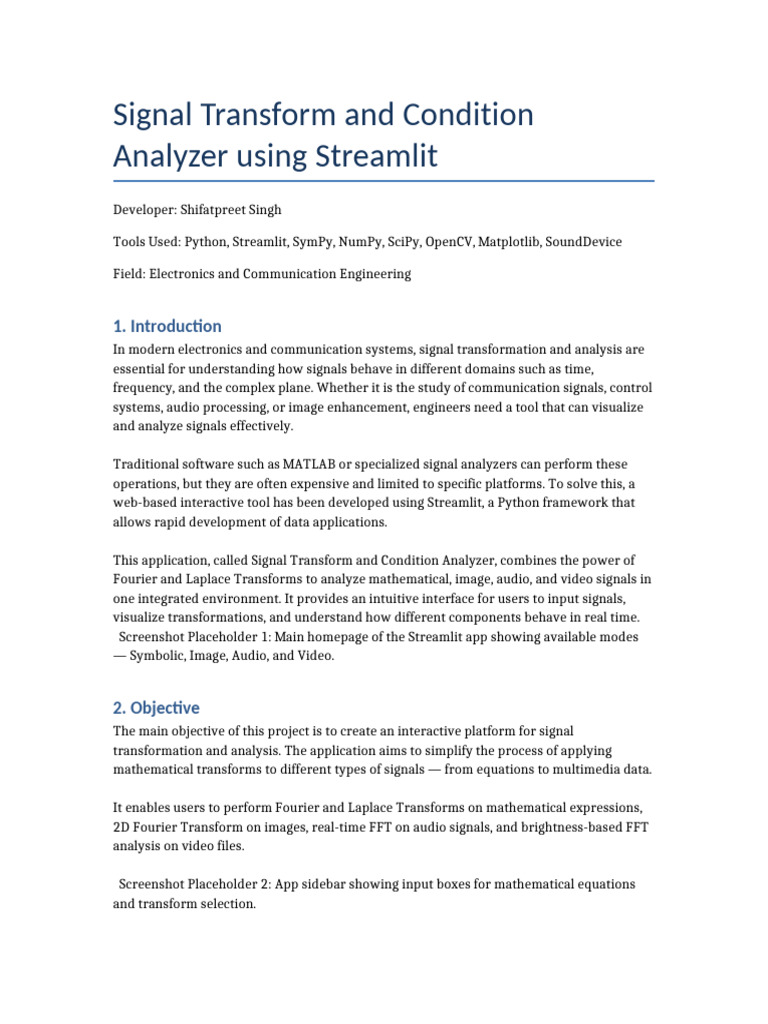 Signal Transform Analyzer with Streamlit | PDF | Fast Fourier Transform ...