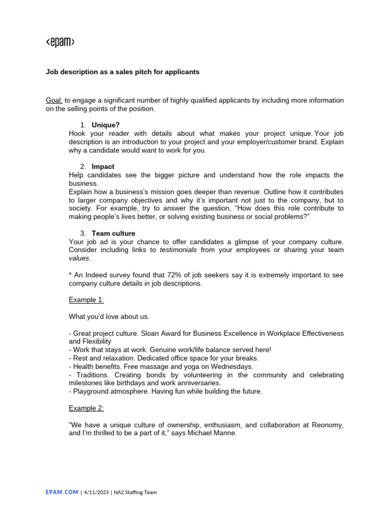 Engaging Job Descriptions for Applicants | PDF | Employee Benefits ...