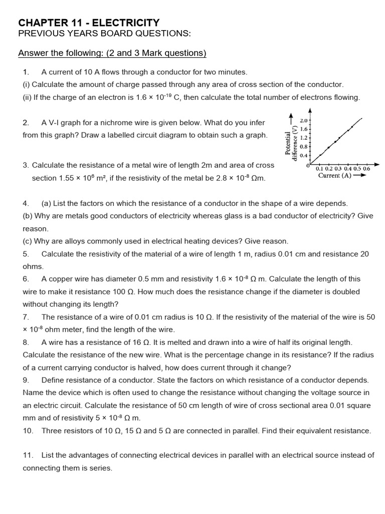 Electricity: Board Questions & Solutions | PDF | Series And Parallel ...
