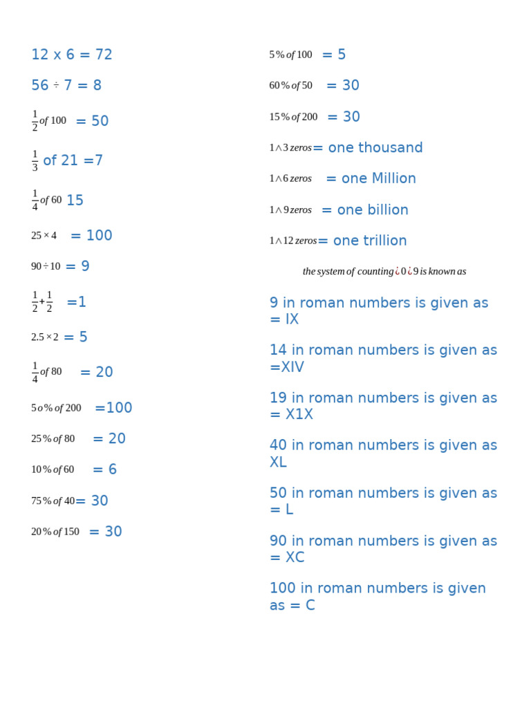 Basic Math Operations and Concepts | PDF