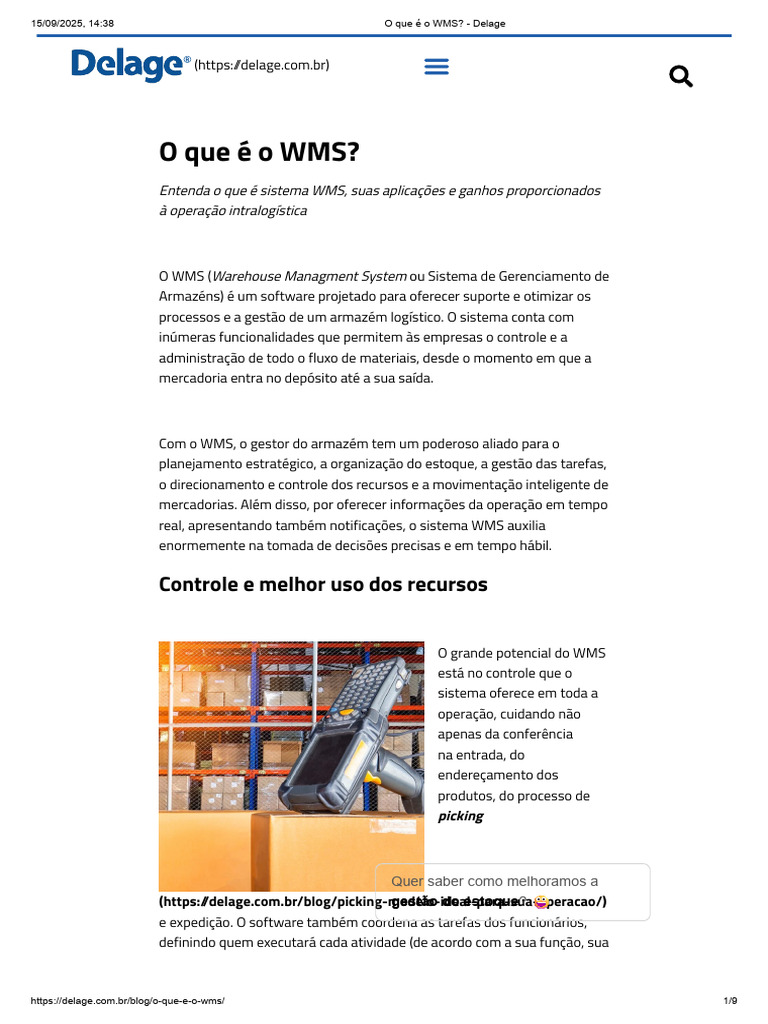 Entenda o Sistema WMS Delage | PDF | Business | Processo de negócios