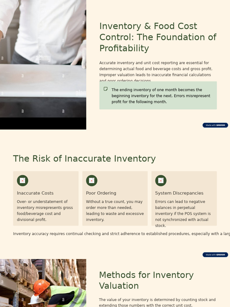 Inventory and Food Cost Control The Foundation of Profitability | PDF ...