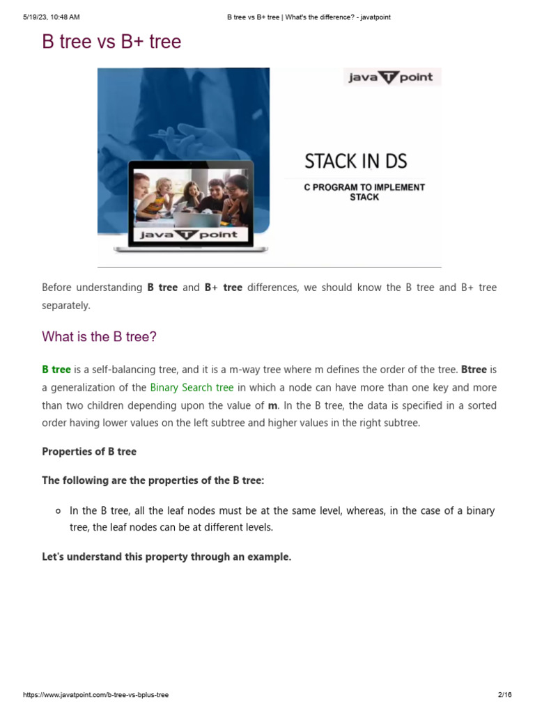B Tree vs B+ Tree: Key Differences Explained | PDF | Algorithms And ...