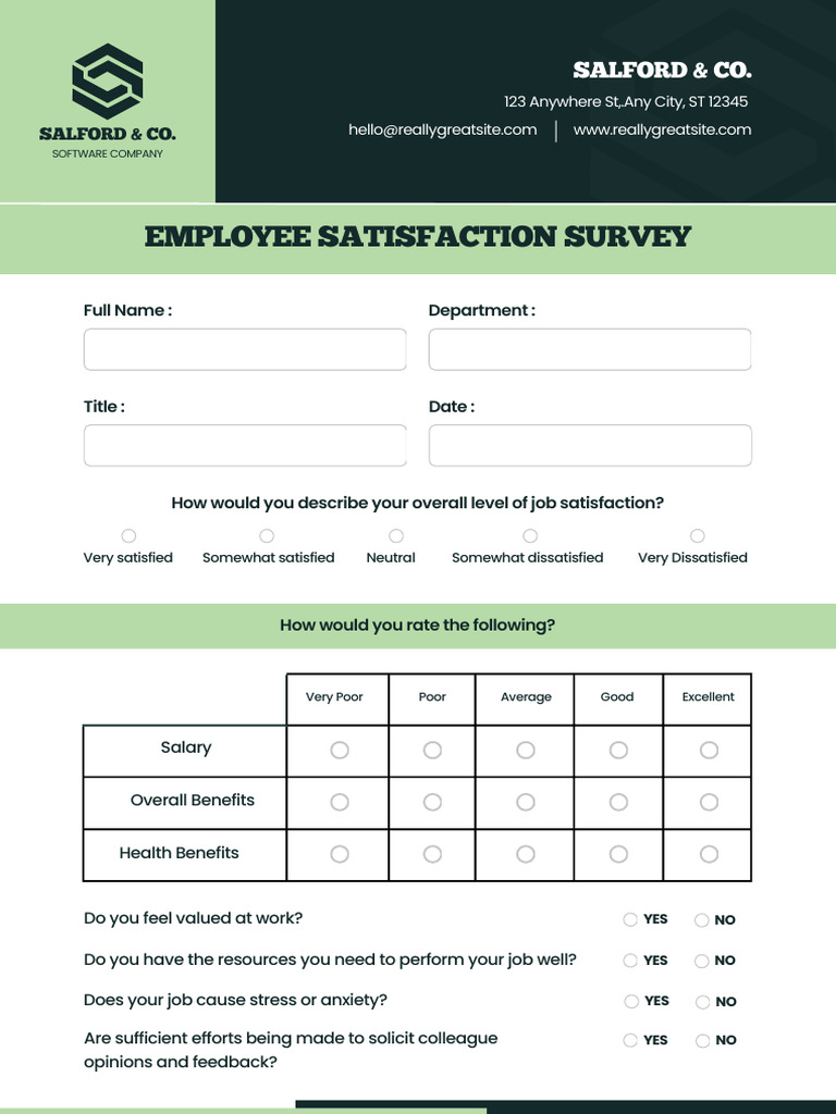 Employee Satisfaction Survey Template | PDF