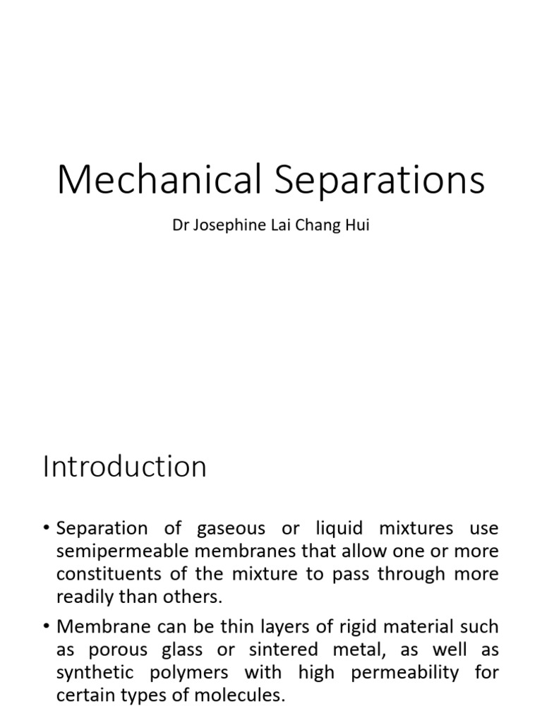 Mechanical Separation Techniques Explained | PDF | Filtration ...