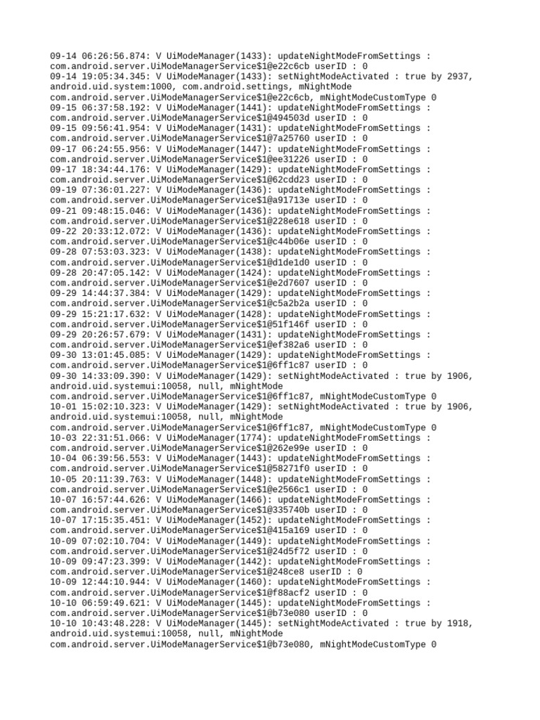 Android Night Mode Logs Analysis | PDF