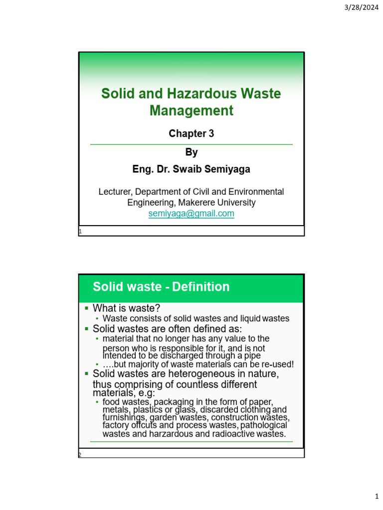 Solid and Hazardous Waste Management Guide | PDF | Anaerobic Digestion ...