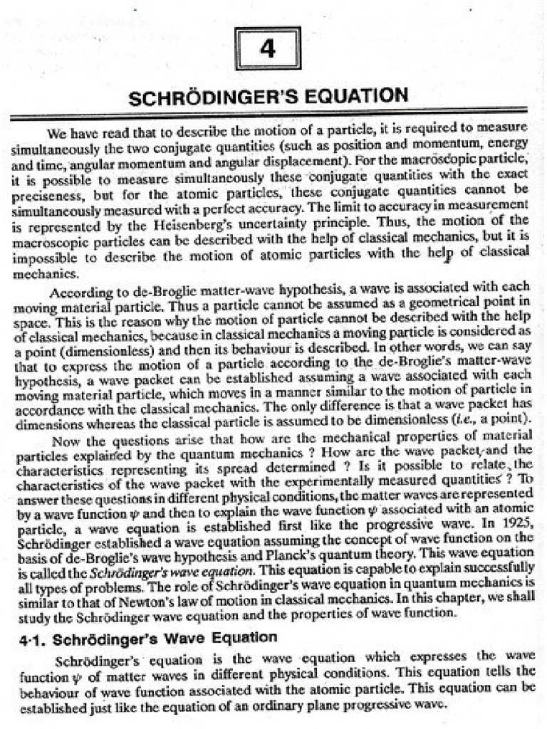 Schrodinger's Equation and It's Applications | PDF