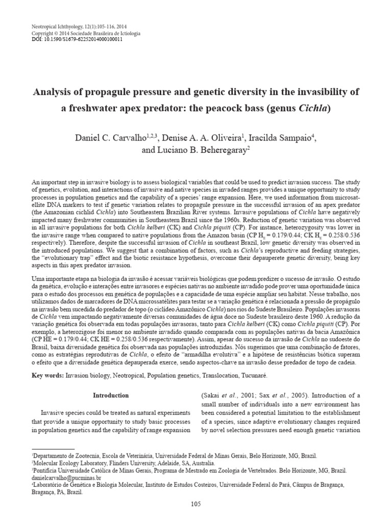 Genetic Diversity in Invasive Cichla Species | PDF | Polymerase Chain ...