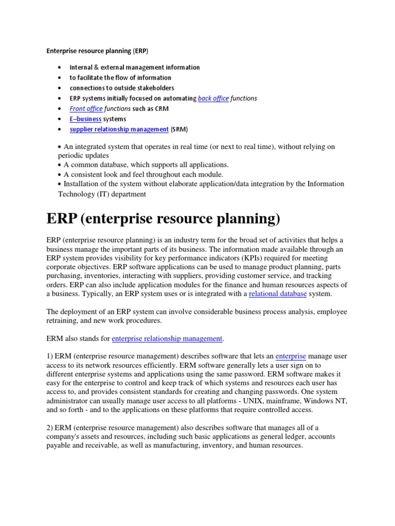Understanding Enterprise Resource Planning | PDF | Enterprise Resource ...
