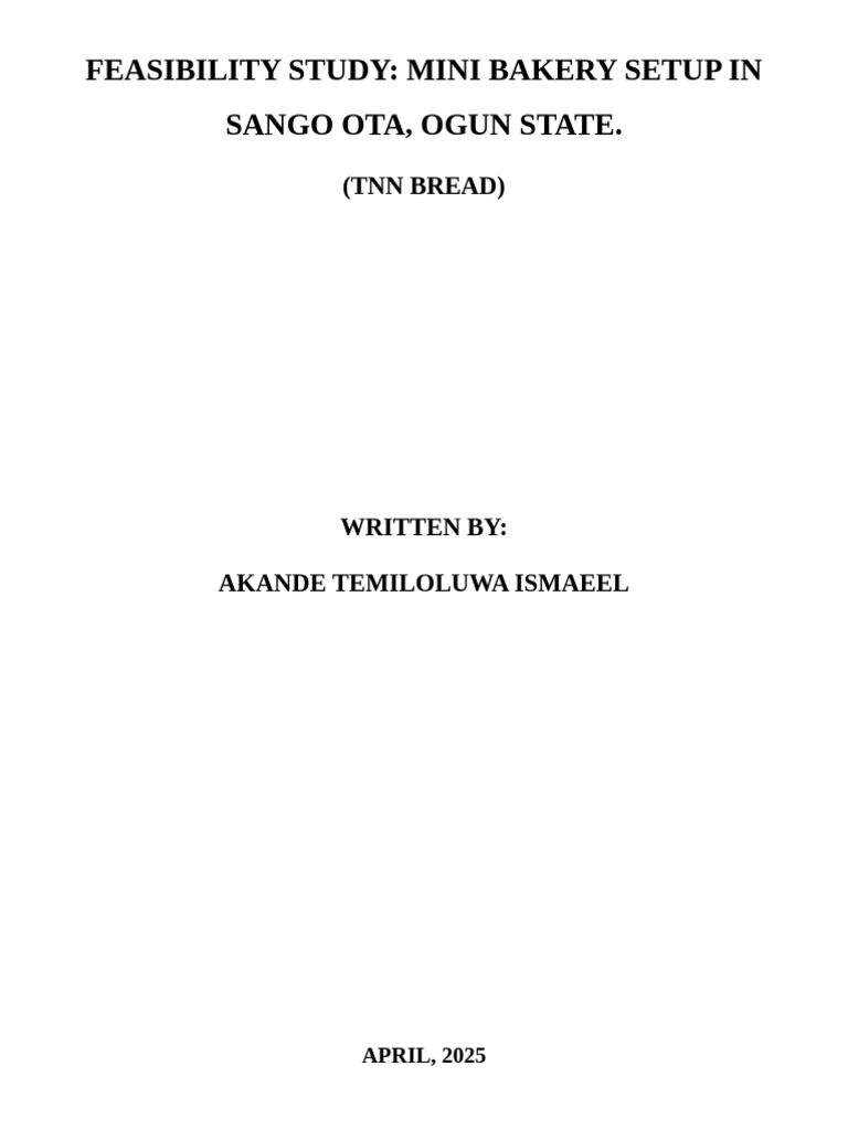 Feasibility Report For A Mini Bakery | PDF | Pricing | Supply Chain
