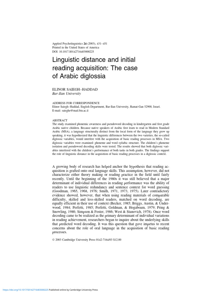 Div Class Title Linguistic Distance and Initial Reading Acquisition The ...