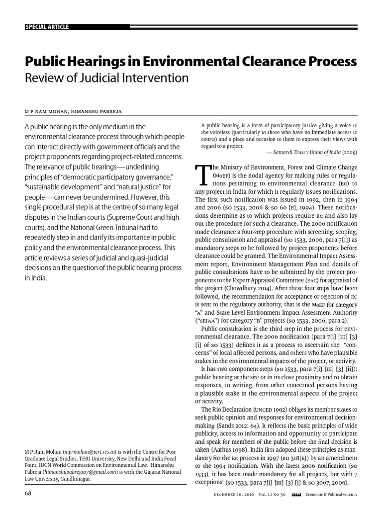 Public Hearings in India's EC Process | PDF | Environmental Impact ...
