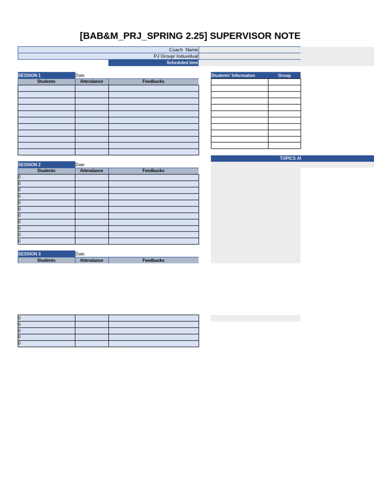 Supervisor Notebook for Spring Sessions | PDF