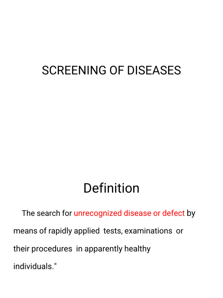 Screening of Diseases | PDF | Sensitivity And Specificity | Clinical ...