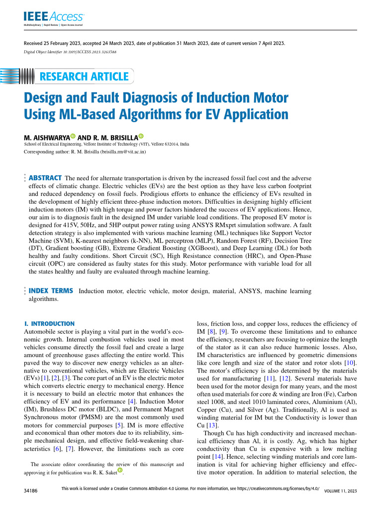Induction Motor Design & Fault Diagnosis for EVs | PDF | Electric Motor ...