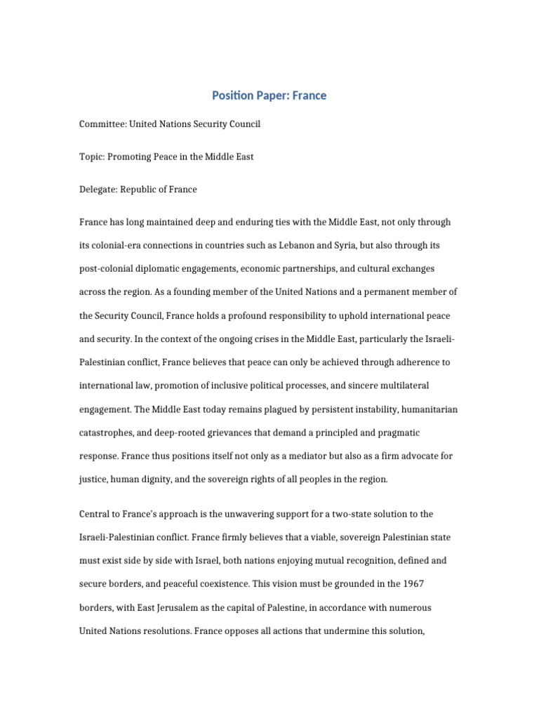 France's Position on Middle East Peace | PDF | Israeli–Palestinian ...