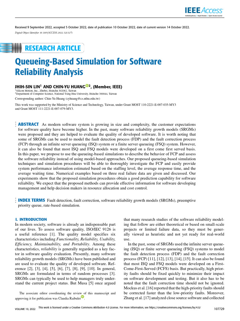 Queueing Simulation for Software Reliability | PDF | Reliability ...