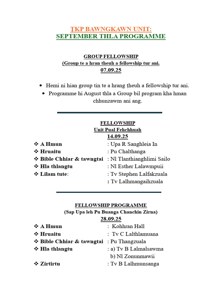 September KP Programme | PDF