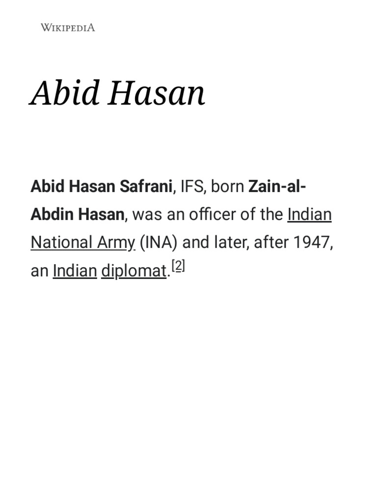 Major Abid Hasan Safrani: Legacy of Jai Hind | PDF | Indian Nationalism ...