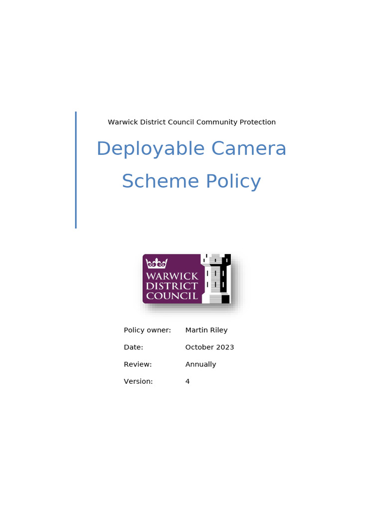 Warwick District Council Camera Policy | PDF | Closed Circuit ...