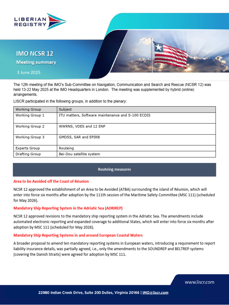 NCSR 12 Meeting Summary | PDF | Telecommunications | Navigation