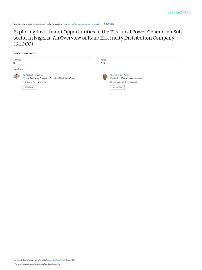 Exploring Investment Opportunities in the Electrical Power Generation ...