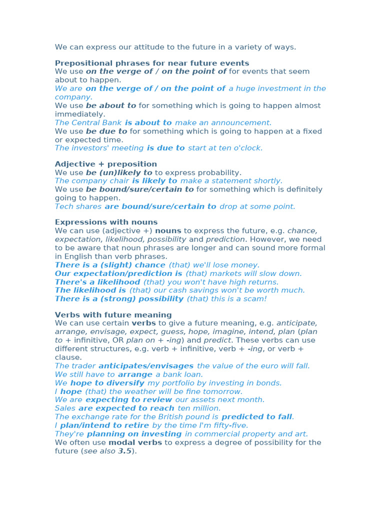 Future Event Expressions in English | PDF