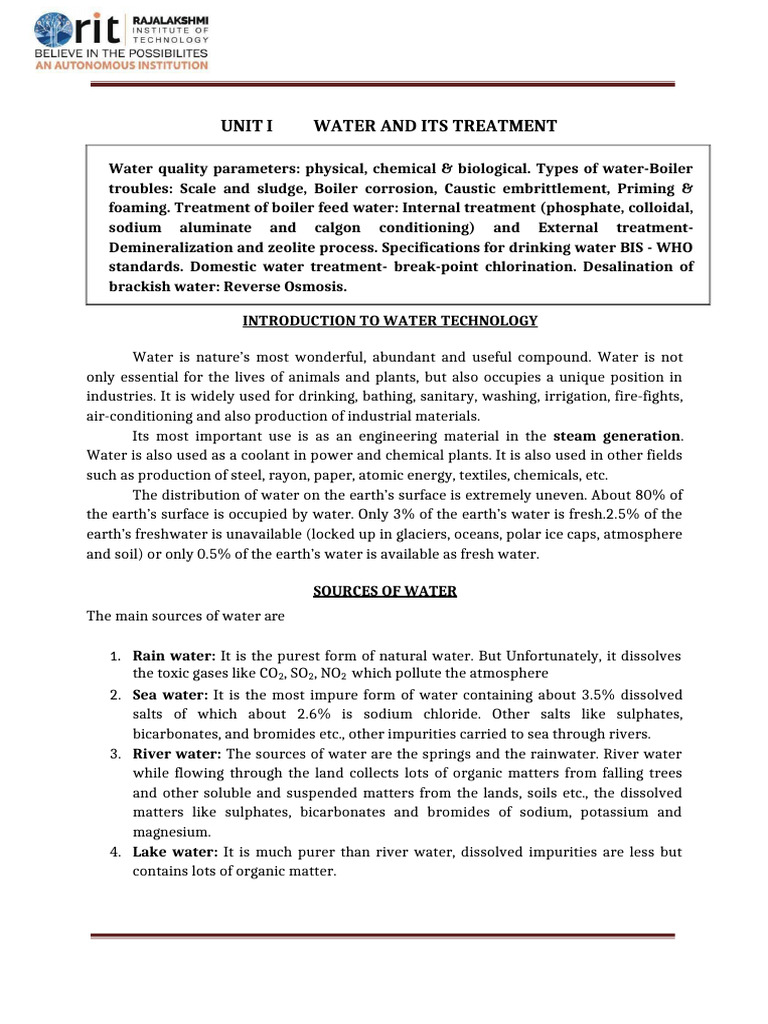 Water Quality and Treatment Overview | PDF | Ion Exchange | Ph