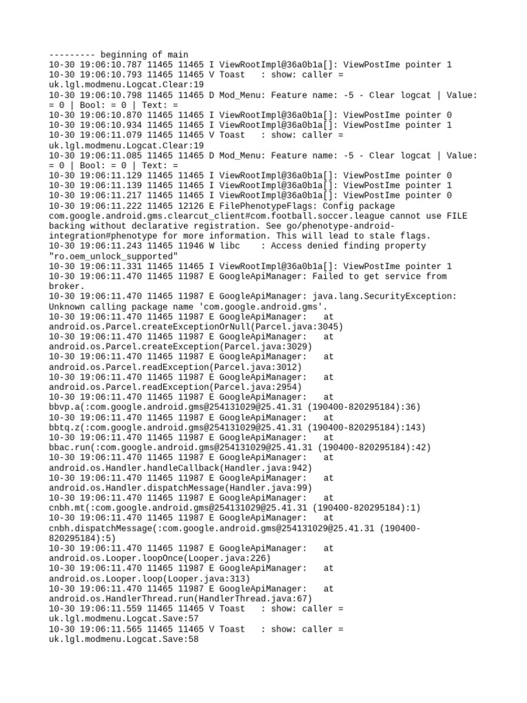 Logcat Analysis for Mod Menu Features | PDF | Software Engineering ...