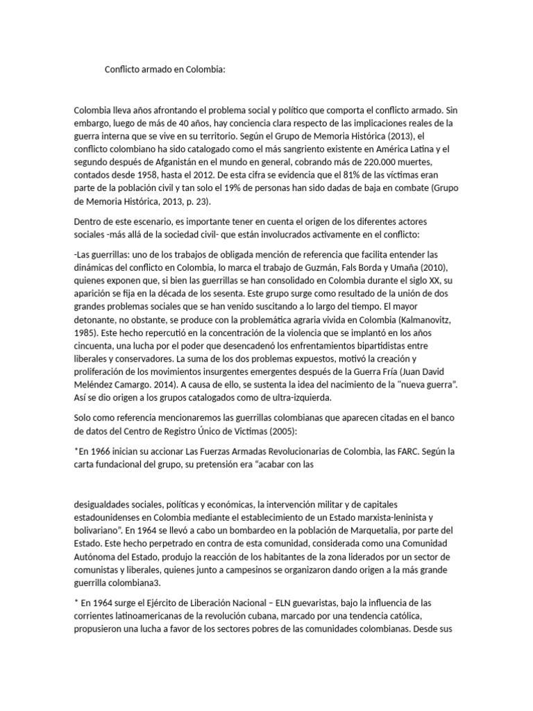Conflicto Armado en Colombia | PDF | Colombia | Guerra de guerrillas