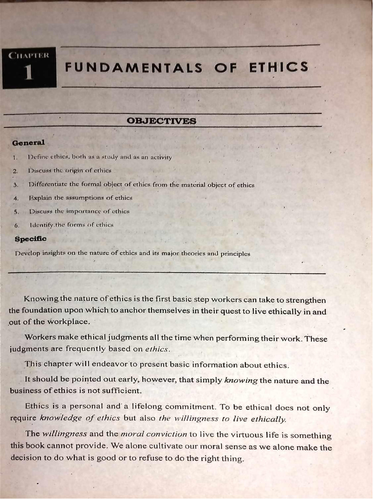 Values and Work Ethics - Chapter 1 | PDF