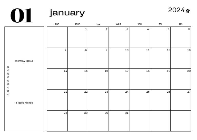 January 2024 Monthly Planner | PDF