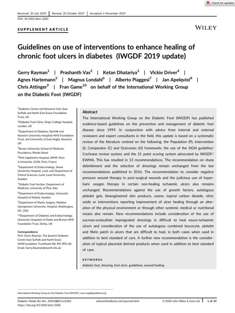 Diabetic Foot Ulcer Healing Guidelines | PDF | Wound | Randomized ...