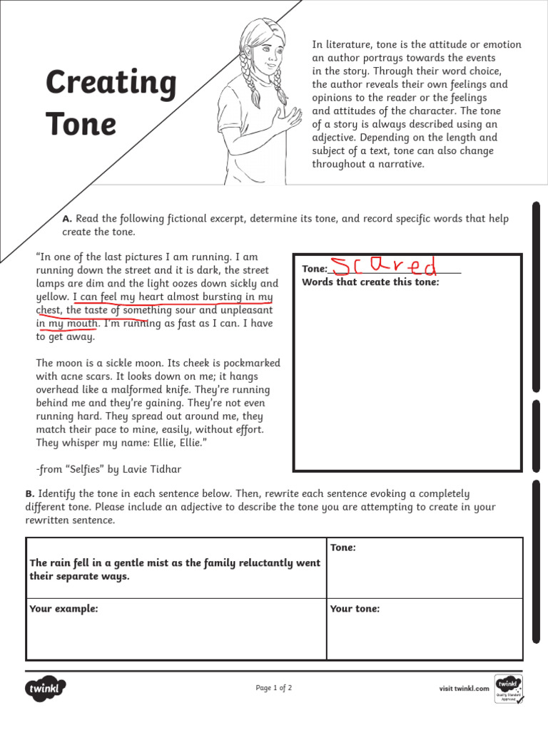 BW Creating Tone Through Word Choice Activity | PDF