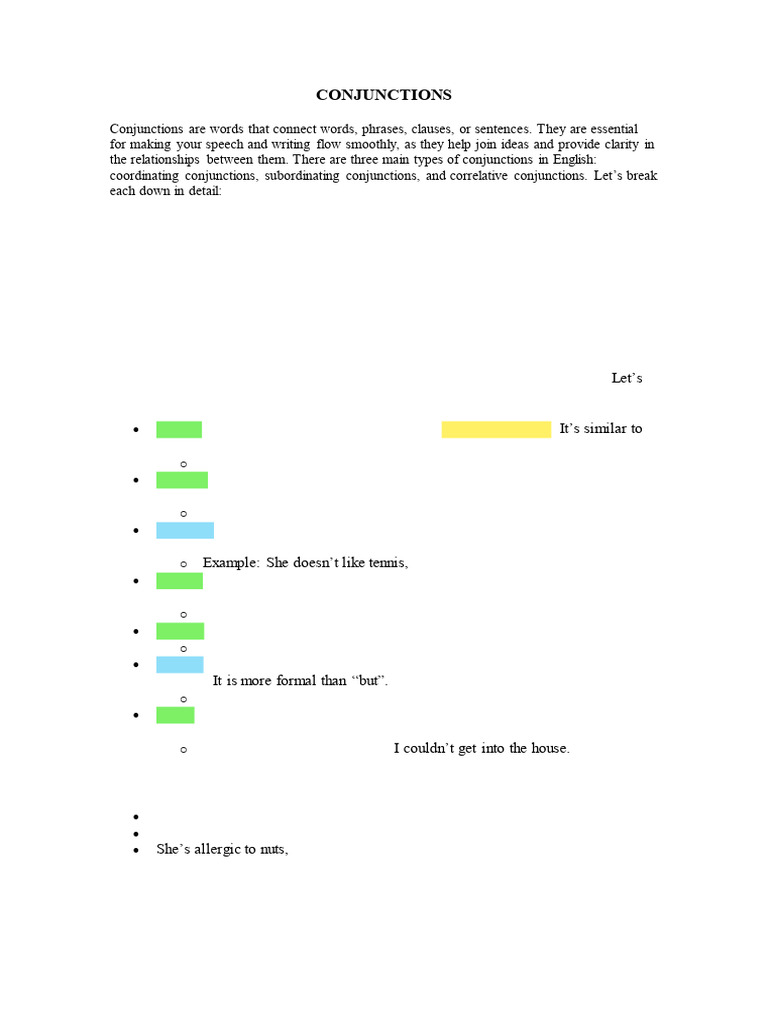 Types of Conjunctions Explained | PDF | Semantic Units | Syntax