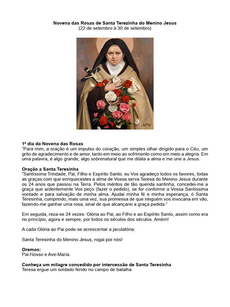 Novena Das Rosas de Santa Terezinha Do Menino Jesus - 22 de Setembro À ...
