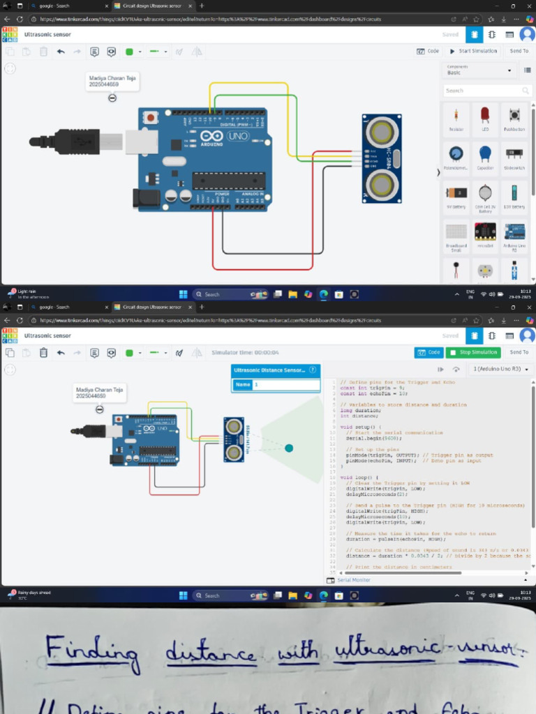 Finding Distance With Ultra Sonic Sensor and Digital Display | PDF