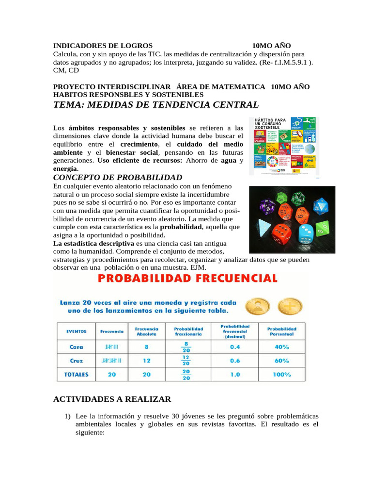 Proyecto Matematica 10mo | PDF | Sustentabilidad | Aleatoriedad